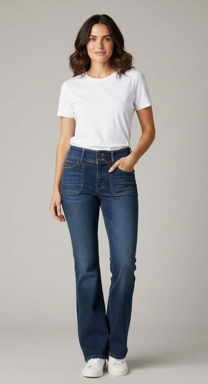 G by Guess Drew Flare Jeans Dark Wash Patch Pockets Size 28